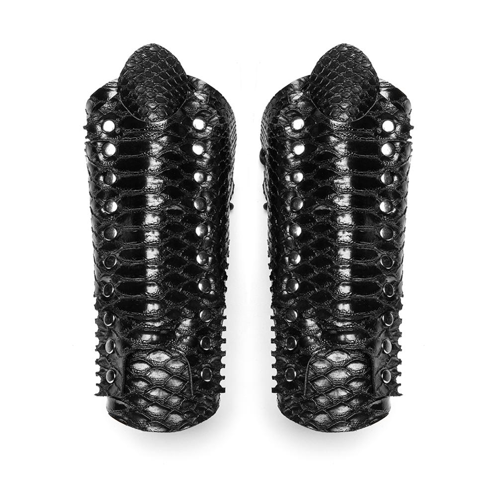 Lace Up Arm Armor Wide Bracer Faux Leather Steampunk Gauntlets-Bracelets-Innovato Design-Innovato Design