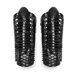 Lace Up Arm Armor Wide Bracer Faux Leather Steampunk Gauntlets-Bracelets-Innovato Design-Innovato Design