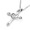 Sterling Silver Cross and Heart Pendant with Crystals Necklace - InnovatoDesign