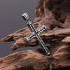 Gothic Silver Striped Cross Pendant Necklace - InnovatoDesign