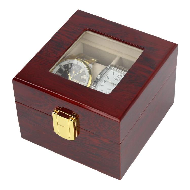 Burgundy Wood Watch and Jewelry Box with 2 Compartments-Watch Box-Innovato Design-Innovato Design