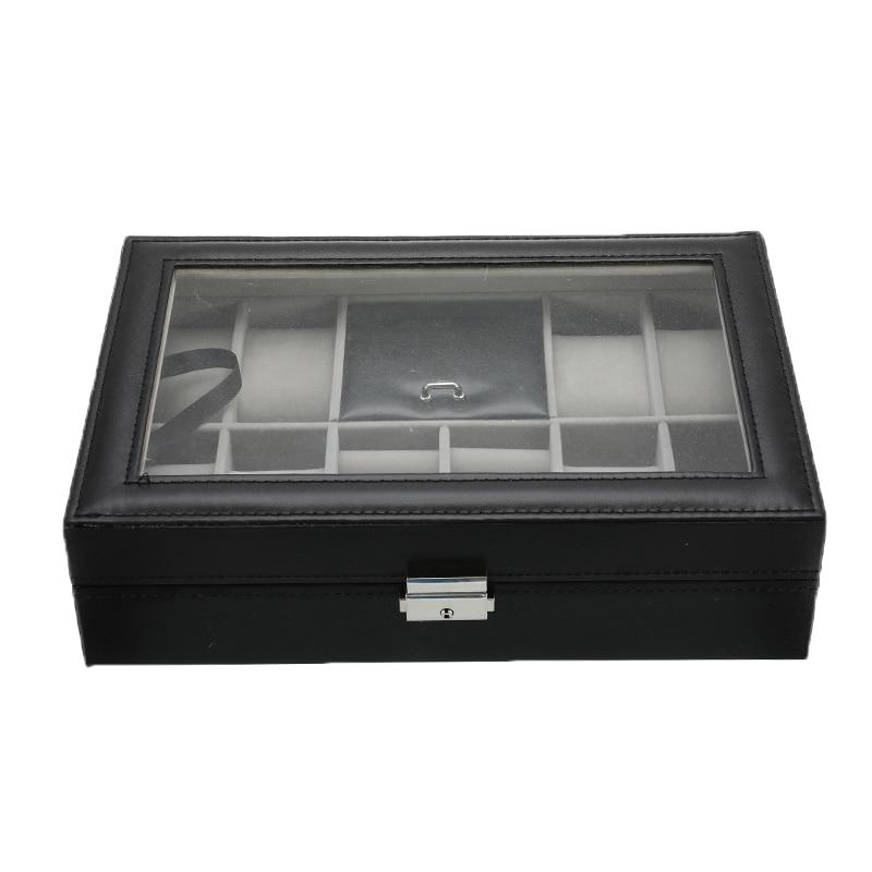 Black Leather Watch and Jewelry Multi Functional Storage Box-Watch Box-Innovato Design-Innovato Design