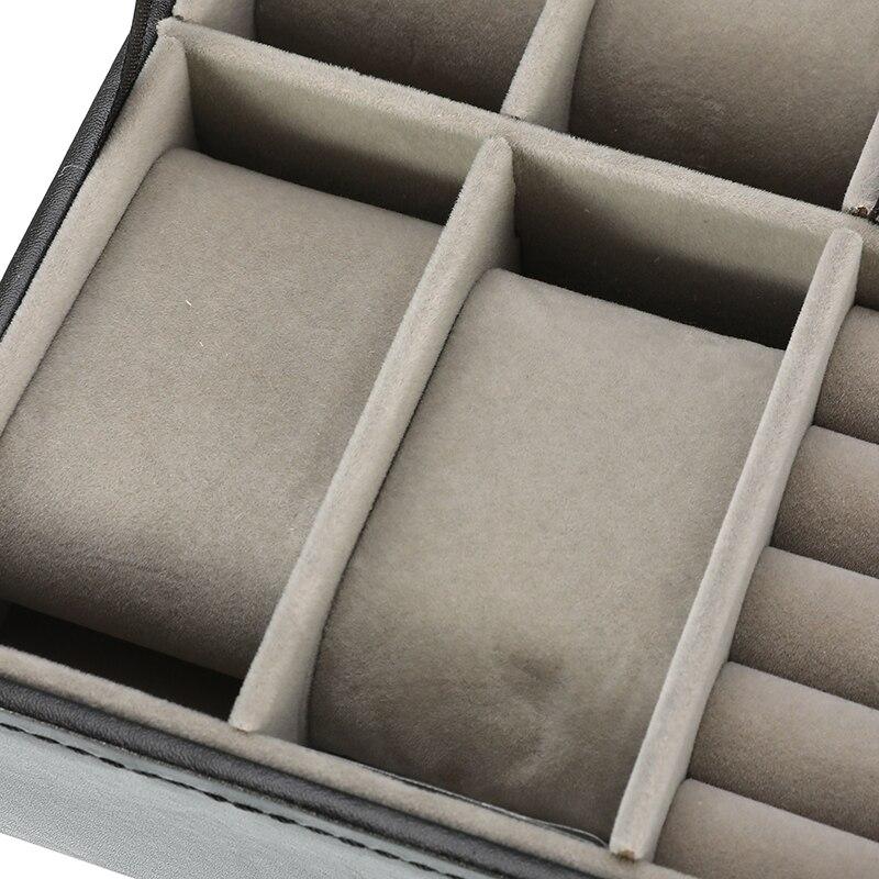 Black Leather Watch and Jewelry Multi Functional Storage Box-Watch Box-Innovato Design-Innovato Design