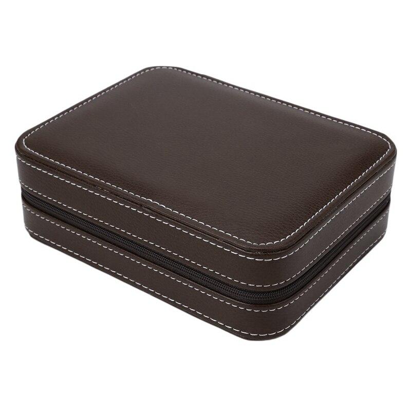 Brown Leather Watch Zippered Box Storage-Watch Box-Innovato Design-Innovato Design