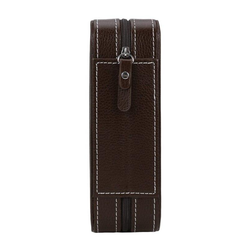 Brown Leather Watch Zippered Box Storage-Watch Box-Innovato Design-Innovato Design