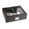 Black Leather 10 Grids Wristwatch Storage Box for Men - InnovatoDesign