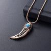 Stainless Steel Italian Horn with Blue Stone Pendant-Necklaces-Innovato Design-Black-Innovato Design