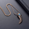 Stainless Steel Italian Horn with Blue Stone Pendant-Necklaces-Innovato Design-Black-Innovato Design