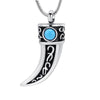 Stainless Steel Italian Horn with Blue Stone Pendant-Necklaces-Innovato Design-Silver-Innovato Design