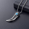 Stainless Steel Italian Horn with Blue Stone Pendant