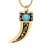 Stainless Steel Italian Horn with Blue Stone Pendant