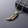 Stainless Steel Italian Horn with Blue Stone Pendant-Necklaces-Innovato Design-Black-Innovato Design