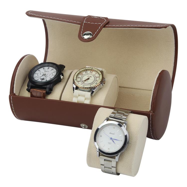 Brown Leather Watch and Jewelry Travel Case-Watch Box-Innovato Design-Black-Innovato Design