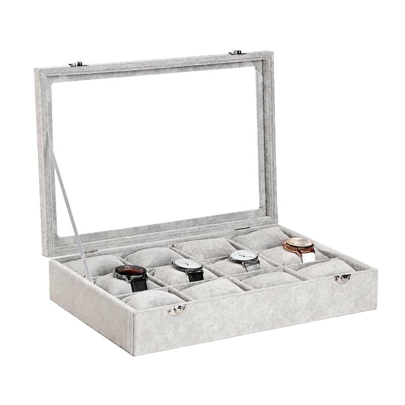 Gray Velvet Watch and Jewelry Display Storage Box-Watch Box-Innovato Design-Innovato Design