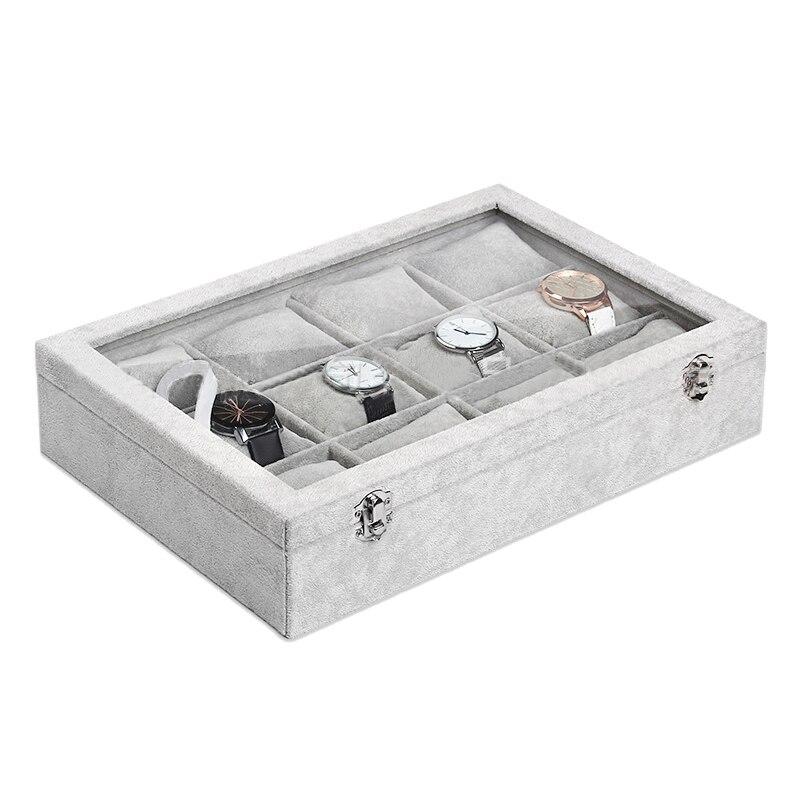 Gray Velvet Watch and Jewelry Display Storage Box-Watch Box-Innovato Design-Innovato Design