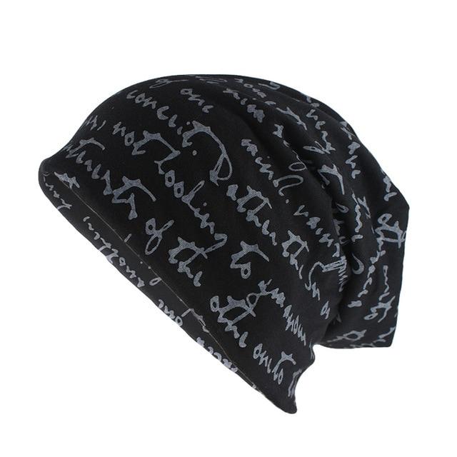 Scribbled Letters Style Cotton Beanie or Skullie-Hats-Innovato Design-Black-Innovato Design