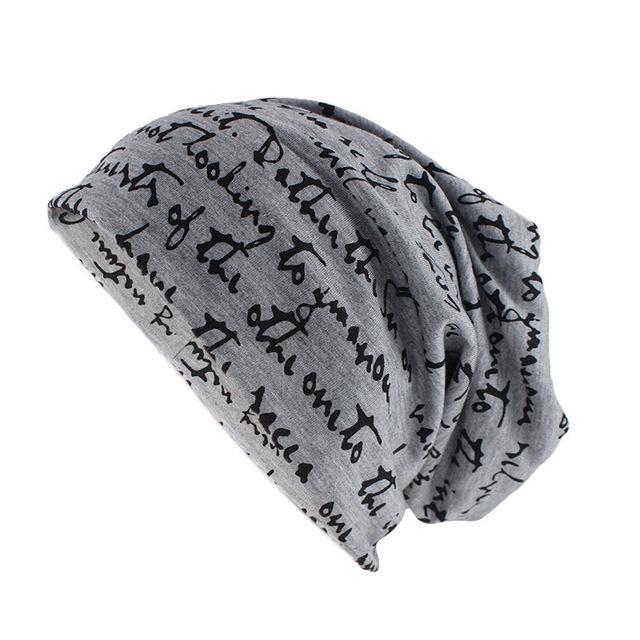 Scribbled Letters Style Cotton Beanie or Skullie-Hats-Innovato Design-Gray-Innovato Design