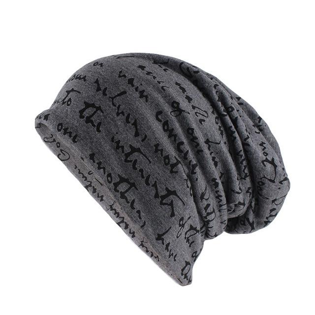 Scribbled Letters Style Cotton Beanie or Skullie-Hats-Innovato Design-Dark Grey-Innovato Design