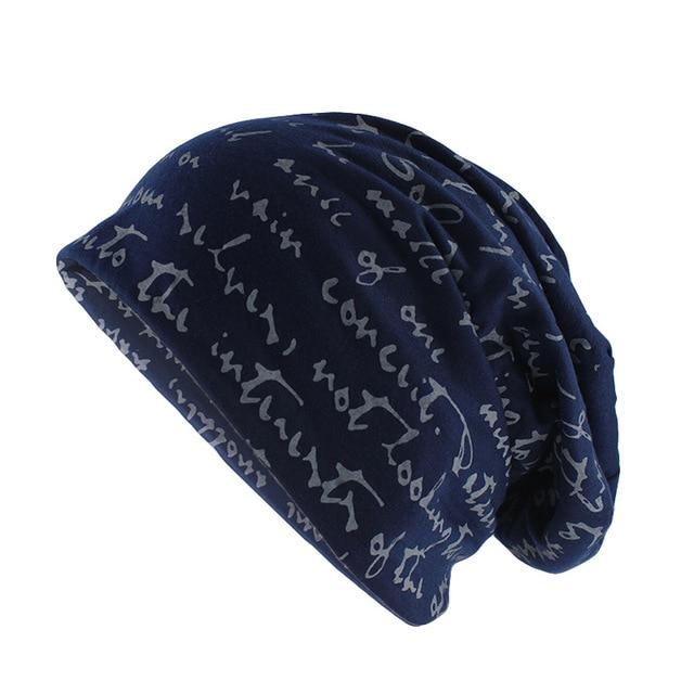 Scribbled Letters Style Cotton Beanie or Skullie-Hats-Innovato Design-Blue-Innovato Design