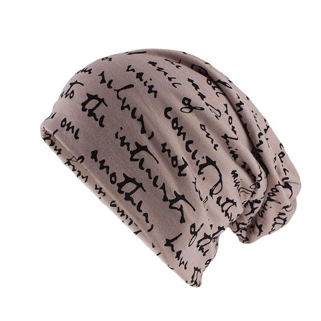 Scribbled Letters Style Cotton Beanie or Skullie-Hats-Innovato Design-Beige-Innovato Design