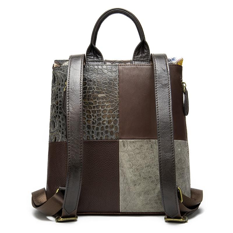 Colorful and Trendy Patchwork Design on Leather Backpack for Women ...
