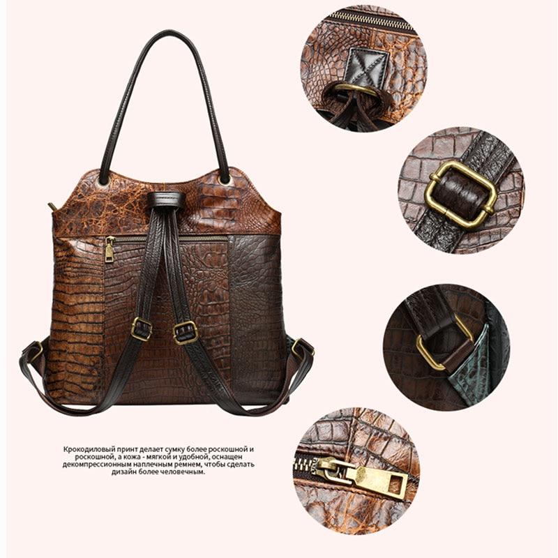 Lady’s Sling Bag or Backpack with Floral Embossed Designs on Leather Patchwork Pattern-Leather Backpacks-Innovato Design-Innovato Design