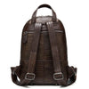 Multi-color Leather Backpack with Embossed Patterns on Patchwork Design - InnovatoDesign