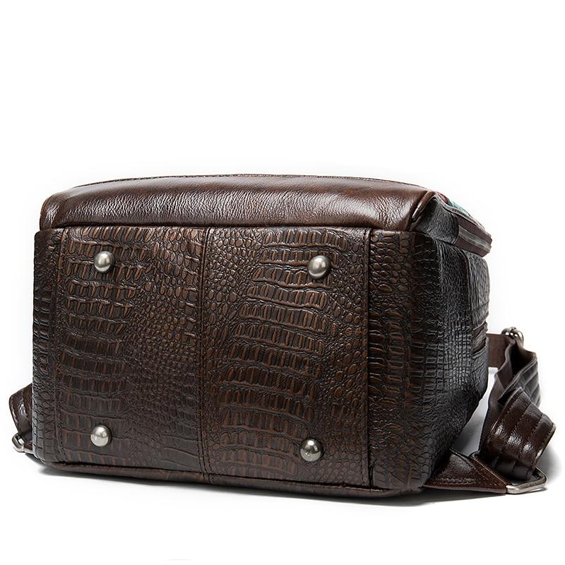 Multi-color Leather Backpack with Embossed Patterns on Patchwork Desig ...