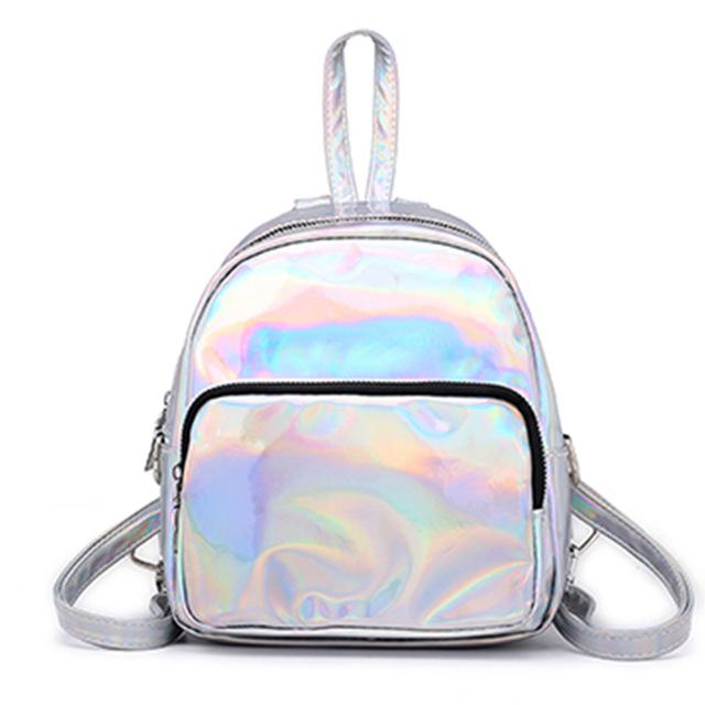Holographic Leather Mini Transparent Travel Bags for Girls-clear backpack-Innovato Design-White-Innovato Design