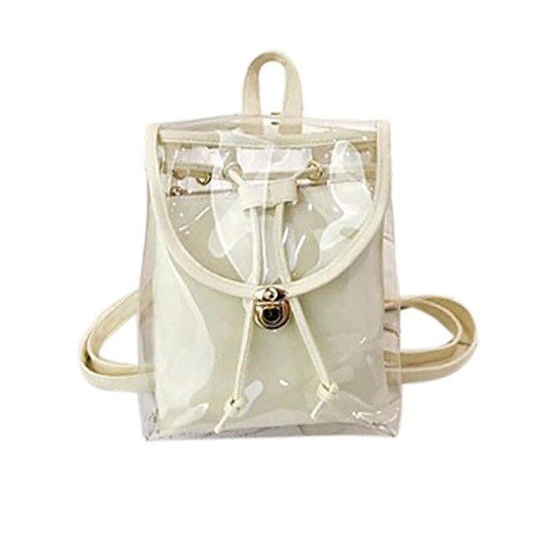 4 Colors Transparent Casual Backpack for Women-clear backpack-Innovato Design-Beige-Innovato Design