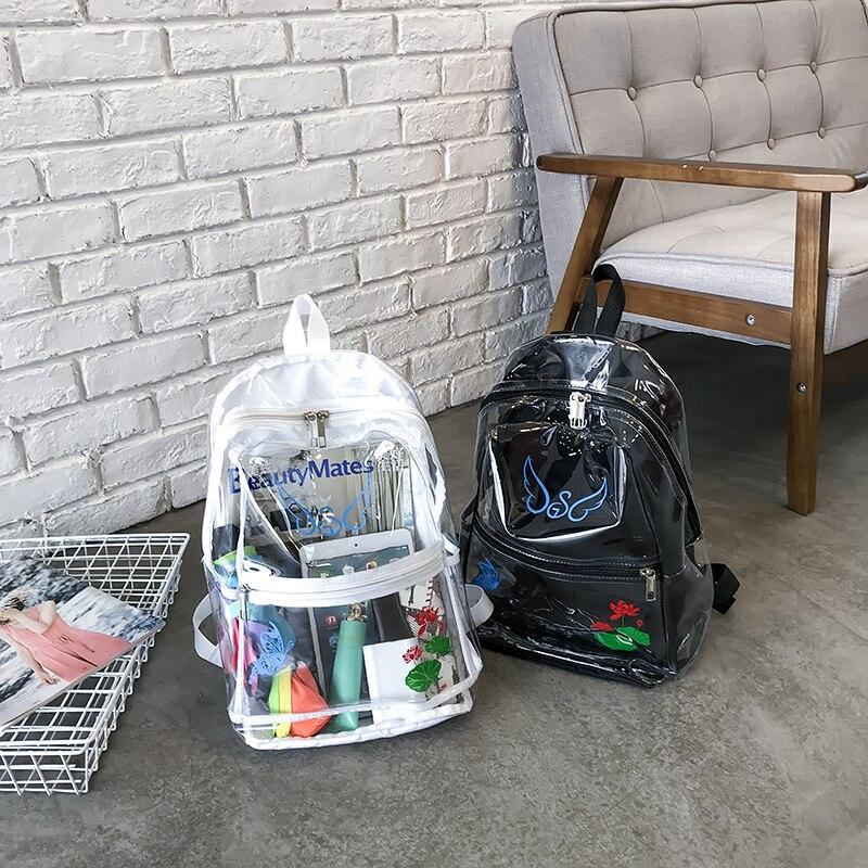 Women’s Transparent Waterproof Travel Backpack-clear backpack-Innovato Design-Black-38x28x12cm-Innovato Design