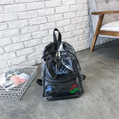 Women’s Transparent Waterproof Travel Backpack-clear backpack-Innovato Design-Black-38x28x12cm-Innovato Design