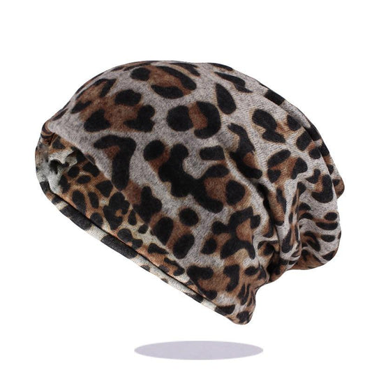 Hip-hop Leopard Print Cotton Beanie, Skullie or Scarf-Hats-Innovato Design-White-Innovato Design