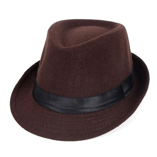 Vintage Wool Felt Trilby Fedora Hat with Black Hatband-Hats-Innovato Design-Brown-Innovato Design