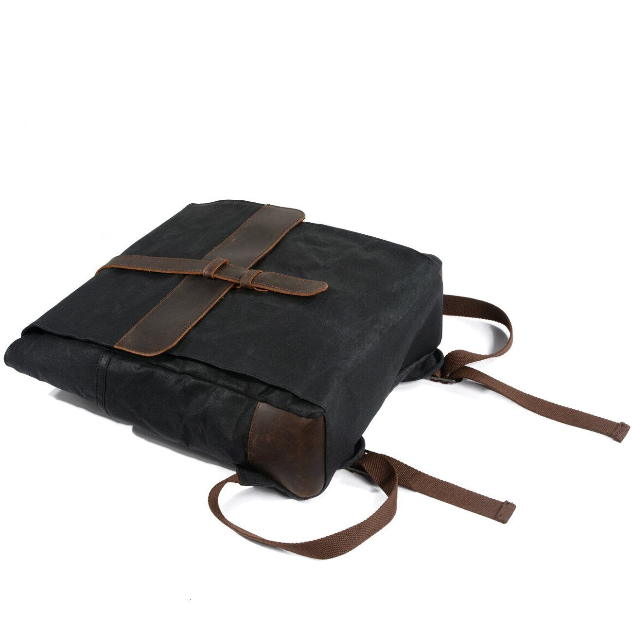 Waxed Canvas Leather School 76 Litre Backpack-Canvas and Leather Backpack-Innovato Design-Black-Innovato Design