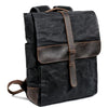 Waxed Canvas Leather School 76 Litre Backpack-Canvas and Leather Backpack-Innovato Design-Black-Innovato Design