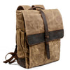 Waxed Canvas Leather School 76 Litre Backpack-Canvas and Leather Backpack-Innovato Design-Khaki-Innovato Design