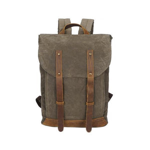 Waxed Vintage Canvas Leather 20 to 35 Litre Backpack-Canvas and Leather Backpack-Innovato Design-Black-17 Inches-Innovato Design