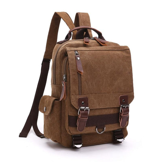 Vintage Canvas Leather Waterproof 20 Liter Travel Backpack-Canvas and Leather Backpack-Innovato Design-Green-Innovato Design