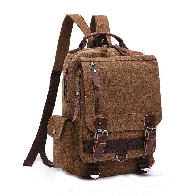 Vintage Canvas Leather Waterproof 20 Liter Travel Backpack-Canvas and Leather Backpack-Innovato Design-Brown-Innovato Design