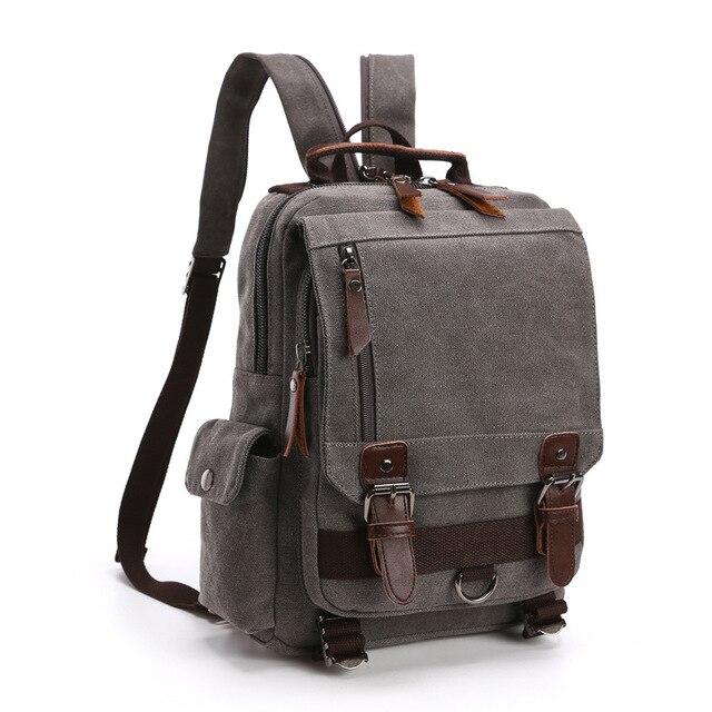 Vintage Canvas Leather Waterproof 20 Liter Travel Backpack-Canvas and Leather Backpack-Innovato Design-Grey-Innovato Design