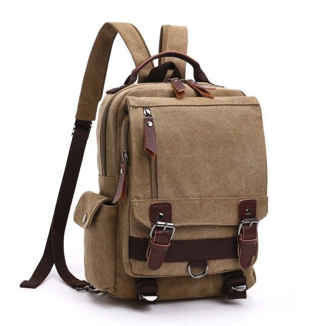 Vintage Canvas Leather Waterproof 20 Liter Travel Backpack-Canvas and Leather Backpack-Innovato Design-Khaki-Innovato Design