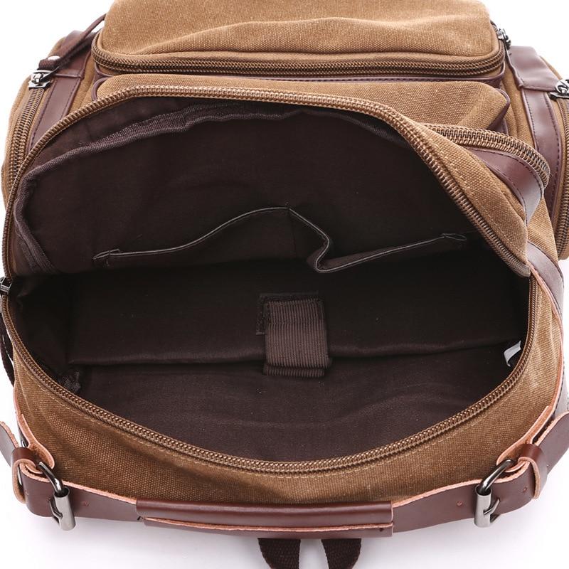 Canvas Leather Multi-Functional Travel Backpack-Canvas and Leather Backpack-Innovato Design-Blue-Innovato Design