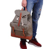 Canvas Leather Travel Backpack 20 to 35 Litre-Canvas and Leather Backpack-Innovato Design-Army Green-Innovato Design
