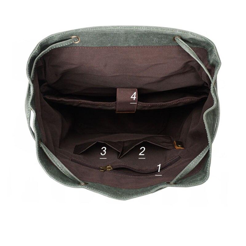 Canvas Leather 14 inch Laptop and Luggage Backpack 20 to 35 Litre, Khaki