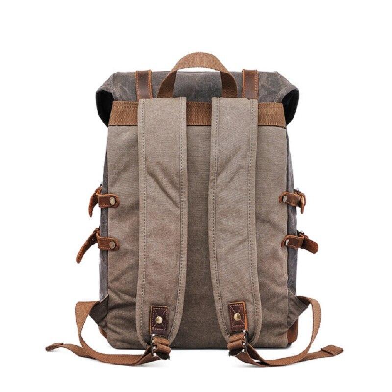 Canvas Leather Waterproof Student Backpack 20 to 35 Litre-Canvas and Leather Backpack-Innovato Design-Coffee-Innovato Design