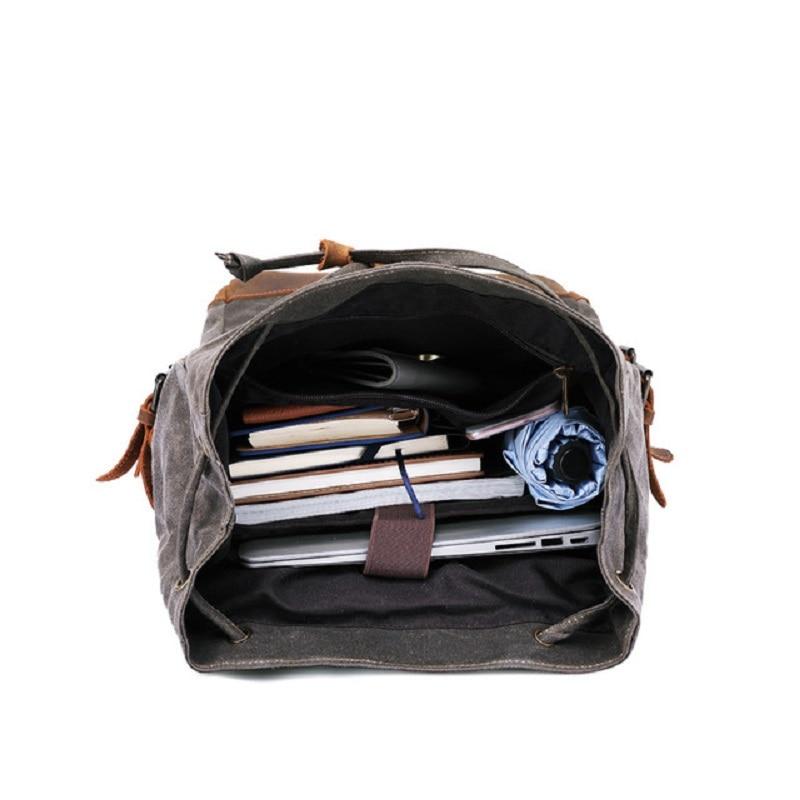 Canvas Leather Waterproof Student Backpack 20 to 35 Litre-Canvas and Leather Backpack-Innovato Design-Coffee-Innovato Design