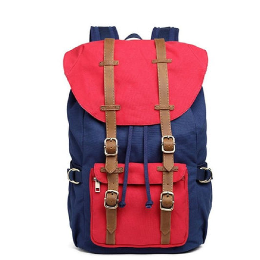 Canvas Leather Multi-functional Travel Backpack 20 to 35 Litre-Canvas and Leather Backpack-Innovato Design-Blue-Innovato Design