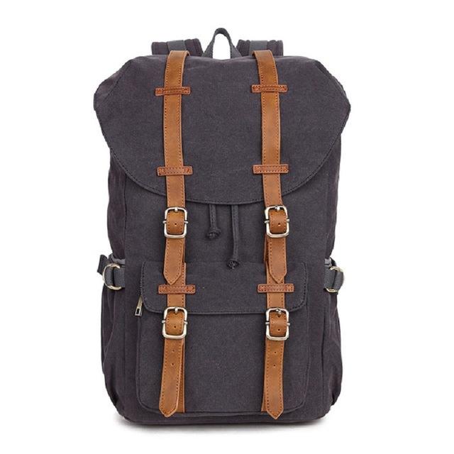35 litre travel backpack Canvas Leather Multi-functional Travel Backpack 20 to 35 Litre, Dark Grey