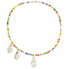 Colorful Beaded Necklace with Puka Shell and Stone Pendant - InnovatoDesign